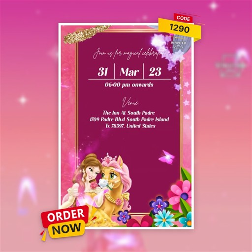 Princess theme Birthday invitation frame 6